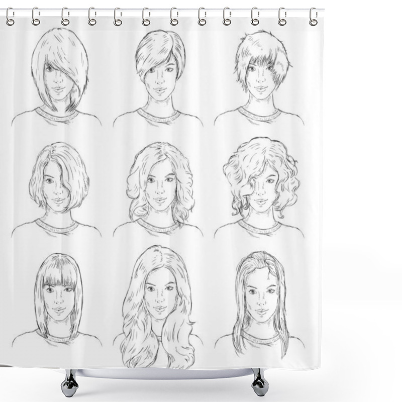 Personality  Set Of Female Hairdress Shower Curtains