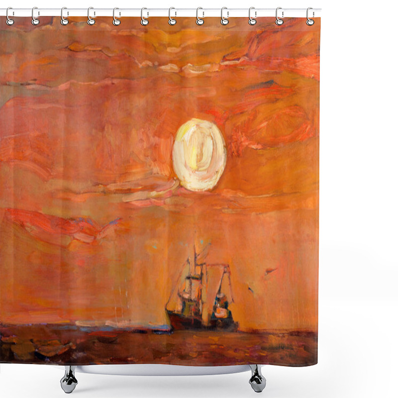 Personality  Fishing Boat Shower Curtains