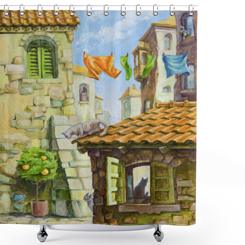 Personality  Roofs And Cats Shower Curtains