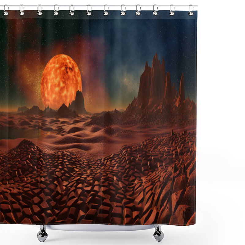 Personality  Alien Planet - Fantasy Landscape Shower Curtains