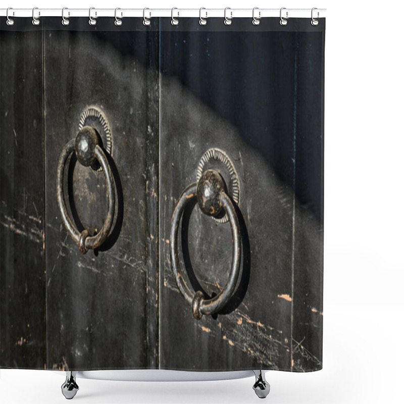 Personality  Antique Iron Door At The Entrance To A Medieval Castle. Architecture And Decor Of Historical Buildings. Selective Focus. Shower Curtains