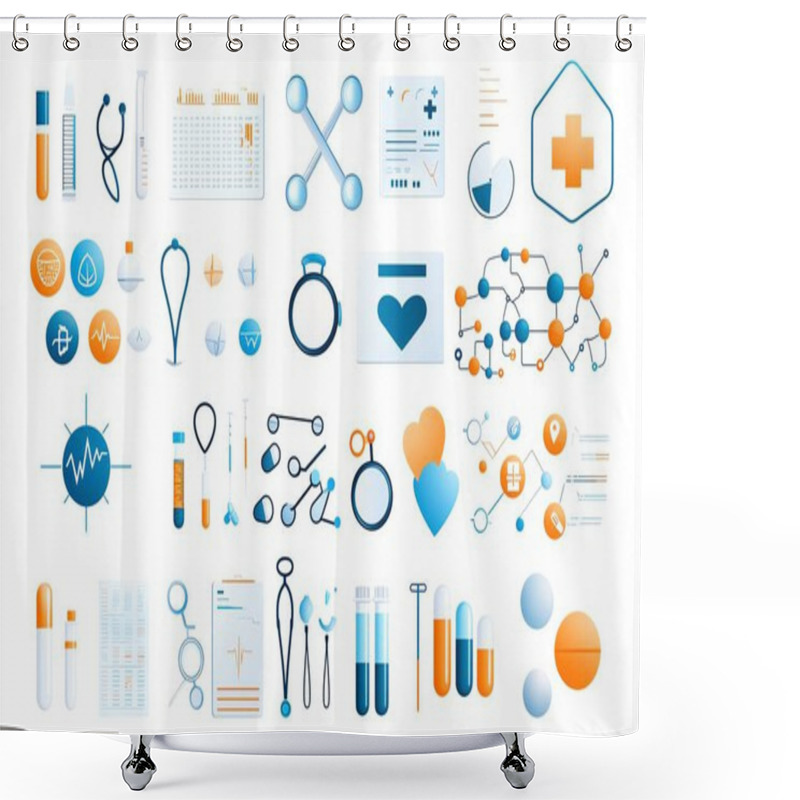 Personality  A Comprehensive Collection Of Medical And Laboratory Icons Illustrating Various Healthcare And Scientific Elements In Vibrant Colors, Perfect For Educational And Professional Use. Shower Curtains