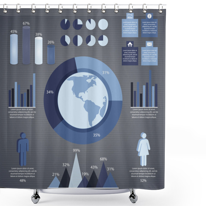 Personality  Grey Infographic Elements And Information Graphic. Vector Illustration Shower Curtains