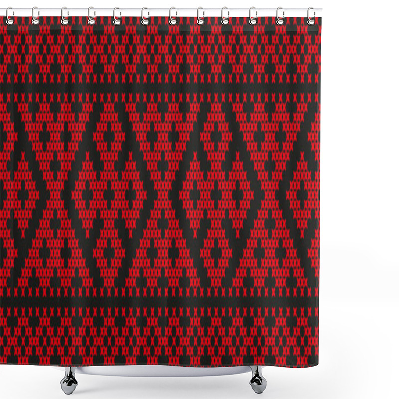 Personality  Embroidered Cross-stitch Ethnic Ukraine Pattern Vector Shower Curtains