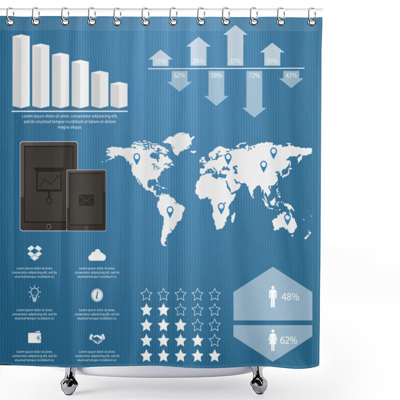 Personality  Set Elements Of Infographic Shower Curtains