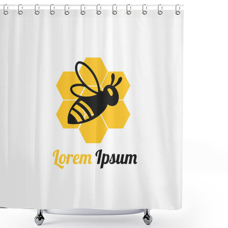 Personality  Honey Bee Logo Vector Illustration. Honey Bee Icon. Shower Curtains