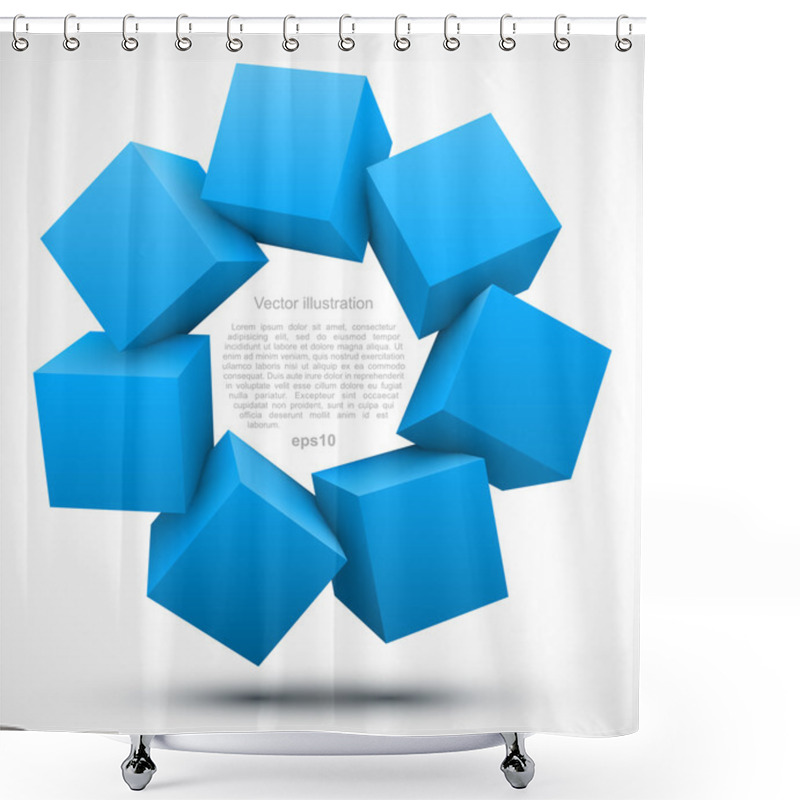 Personality  Blue Cubes 3D Shower Curtains