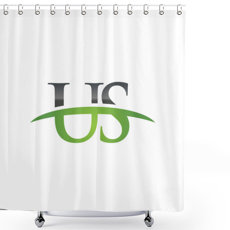 Personality  Initial Letter US Green Swoosh Logo Swoosh Logo Shower Curtains