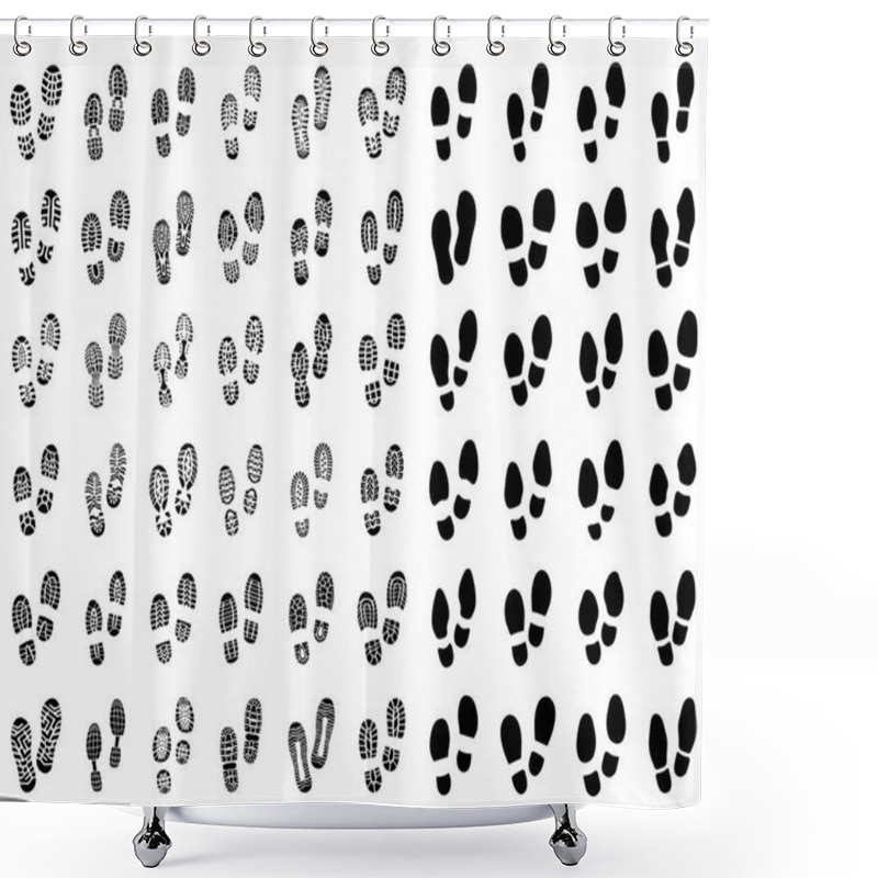 Personality  Black Prints Of Shoes On A White Background, Vector Shower Curtains