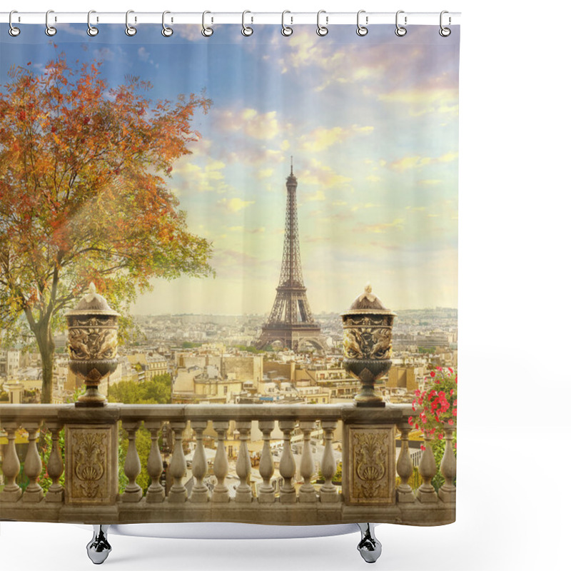 Personality  Panorama Of Paris Shower Curtains