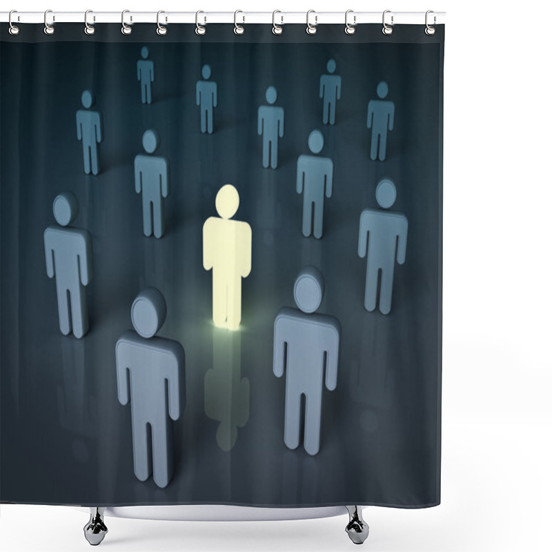 Personality  Stand Out From The Crowd And Different Concept , One Light Man Standing With Other Dim People Shower Curtains