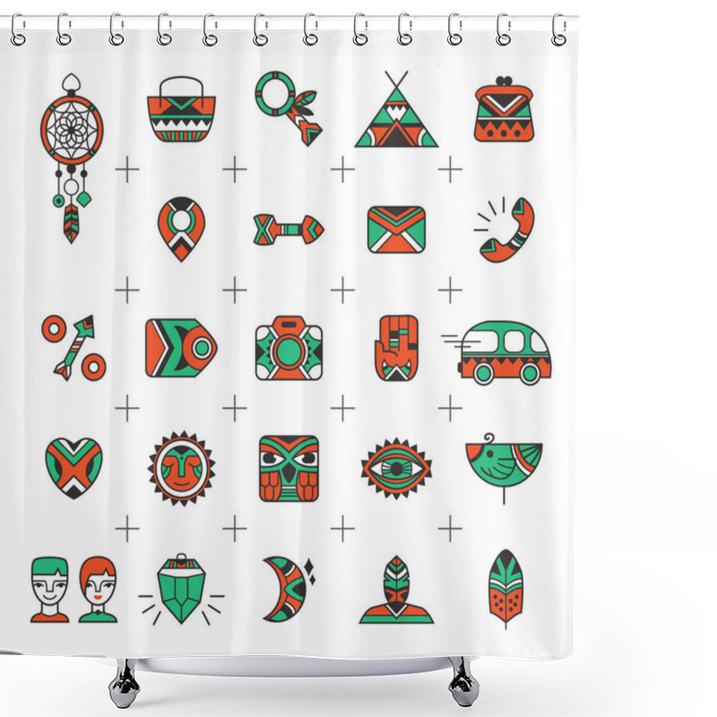 Personality  Bohemian Style Vector Icons Shower Curtains