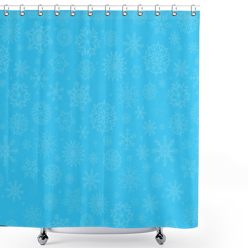 Personality  Winter Blue Background With Fallen Snowflakes. Shower Curtains