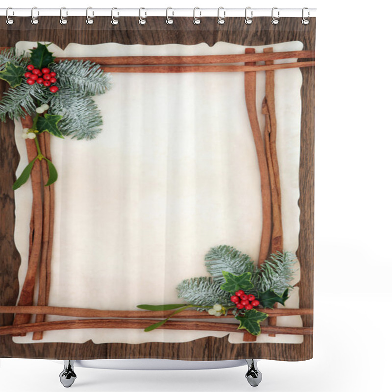 Personality  Christmas Floral Background Border Shower Curtains