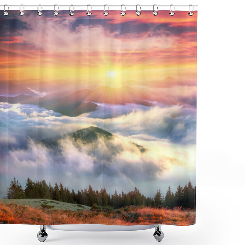 Personality  Morning At The Top Of The Mountain Hamster Shower Curtains