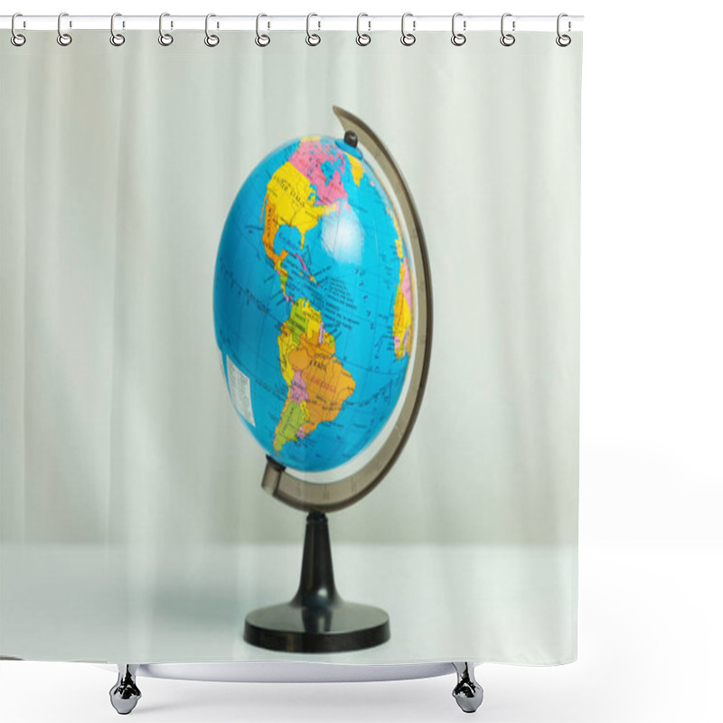 Personality  Table Globe Isolated White Background Shower Curtains