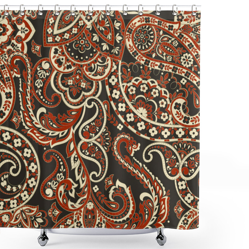 Personality  Floral Seamless Pattern With Paisley Ornament. Vector Illustration In Asian Textile Style  Shower Curtains