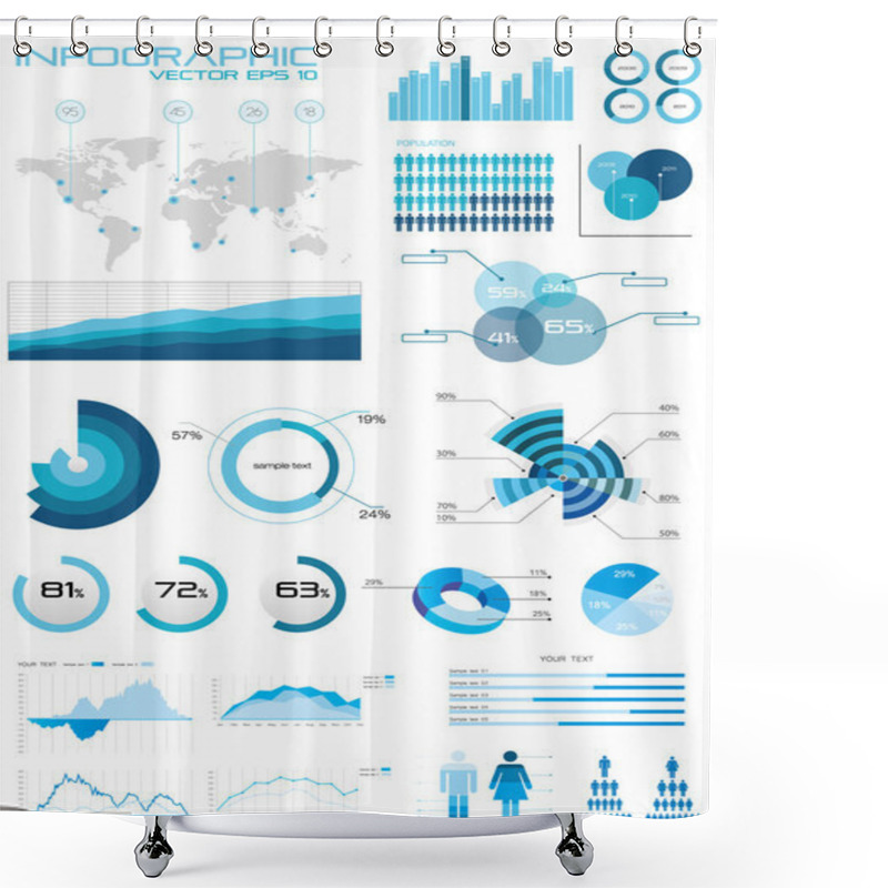 Personality  Collection With Charts, Labels, Elements Shower Curtains