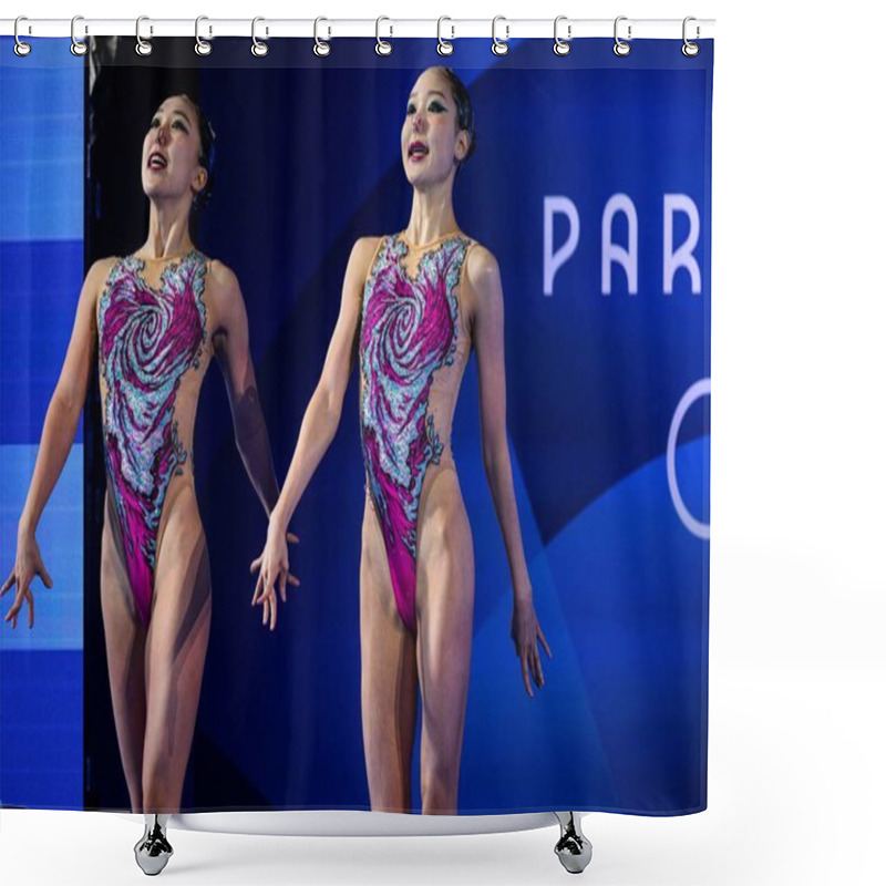 Personality  PARIS, FRANCE - 9 AUGUST, 2024: HUR Yoonseo, LEE Riyoung, The Artistic Swimming, Duet, Technical Routine, Artistic Swimming, Duet, Technical Routine, The Paris 2024 Olympic Games At Aquatics Centre Shower Curtains