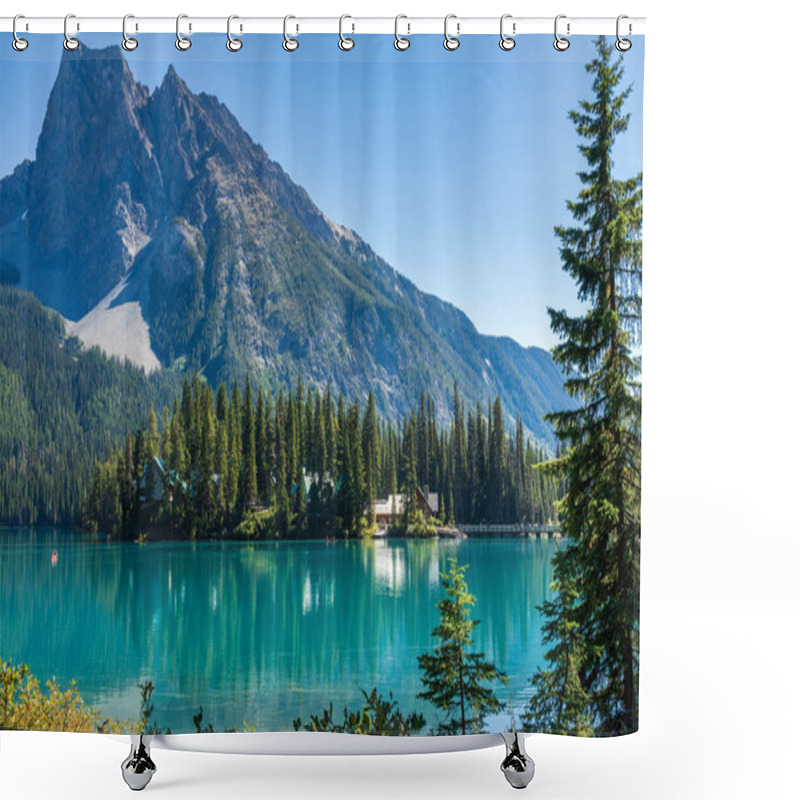 Personality  Emerald Lake In Summer Sunny Day With Mount Burgess In The Background. Yoho National Park, Canadian Rockies, British Columbia, Canada. Shower Curtains