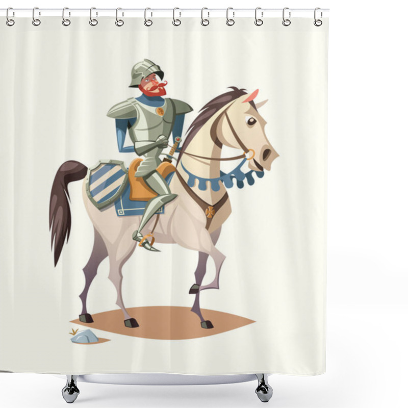 Personality  Knight On Horseback Illustration Shower Curtains