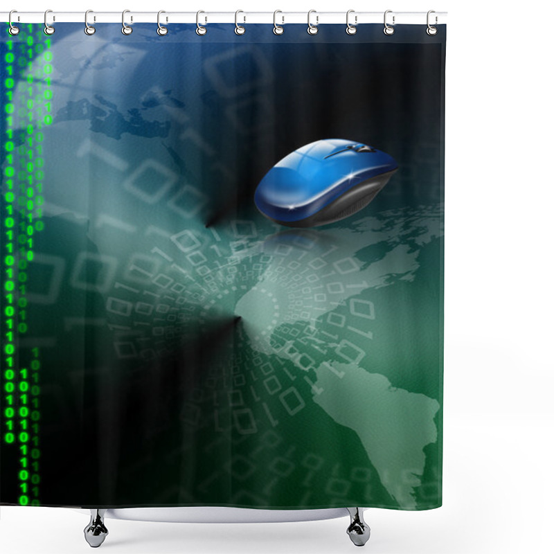 Personality  Green And Blue Global Communications Shower Curtains