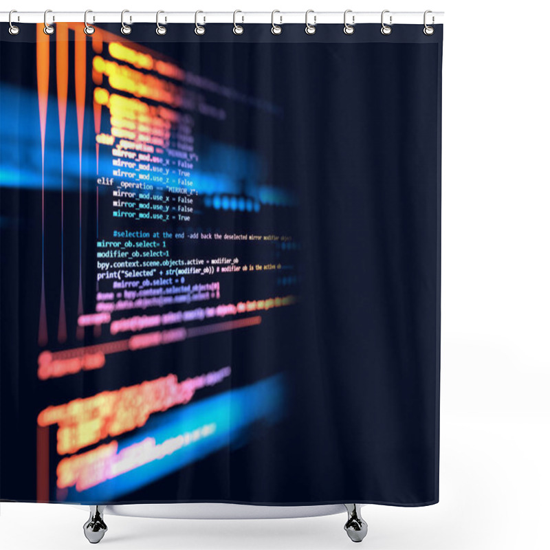 Personality  Programming Code Abstract Technology Background Of Software Deve Shower Curtains