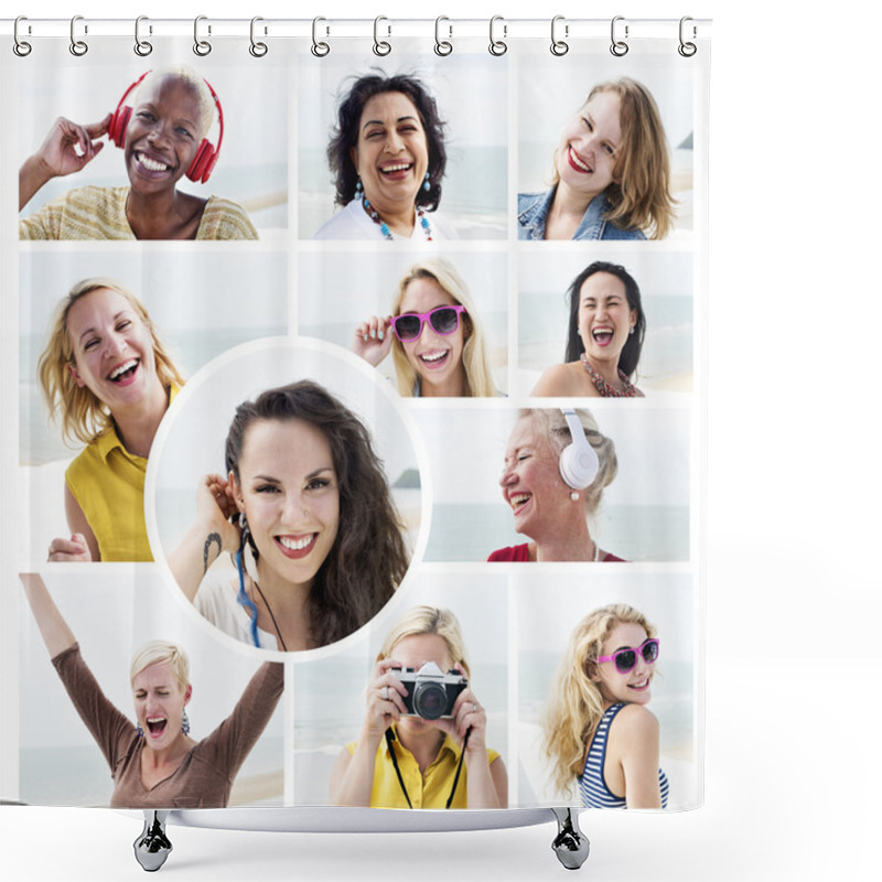 Personality  Diverse Faces, Summer Beach Women Concept Shower Curtains