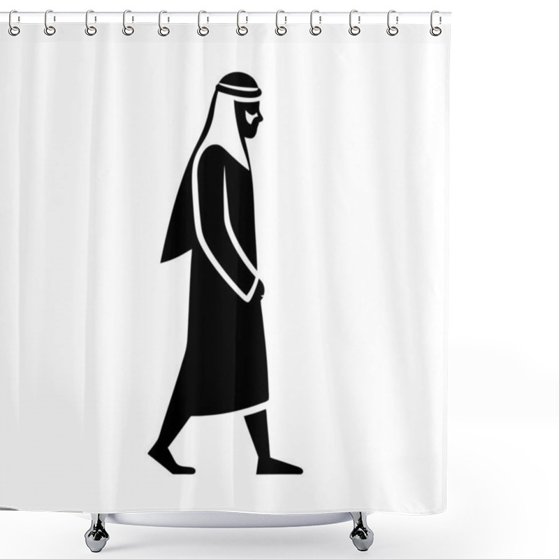 Personality  Minimalistic Silhouette Of Arabian Man In Traditional Attire Shower Curtains