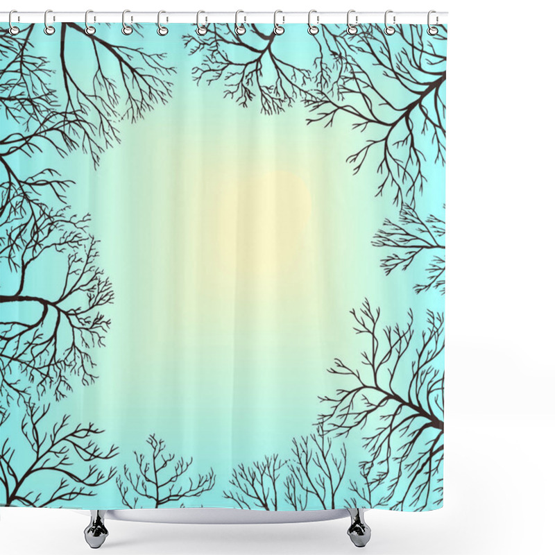 Personality  Vector Landscape With Sky And Tree Branches Shower Curtains