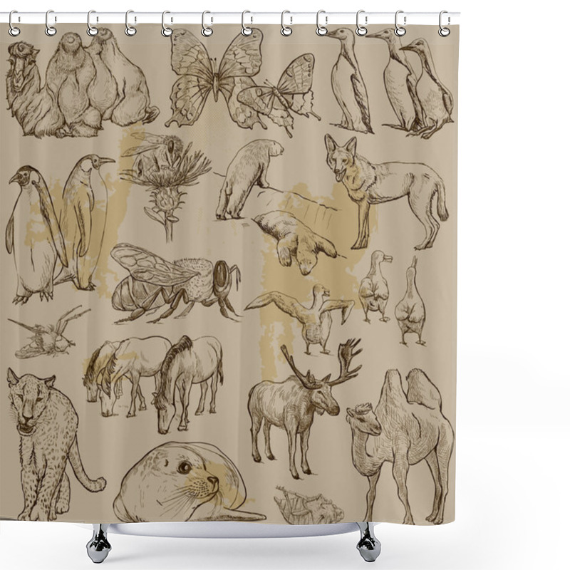 Personality  Animals - Hand Drawn Vector Pack Shower Curtains