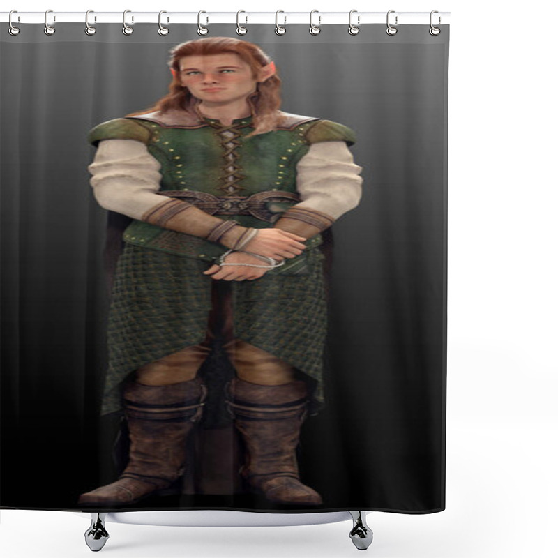 Personality  Fantasy Elf, Wood Elf Mage Or Ranger With Freckles And Red Hair Shower Curtains