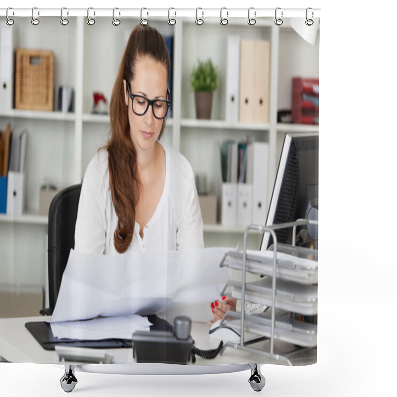 Personality  Businesswoman Concentrating On Her Work Shower Curtains