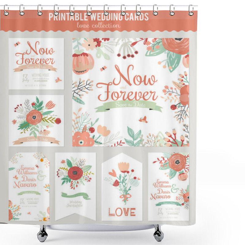 Personality  Floral Save The Date Invitation Shower Curtains