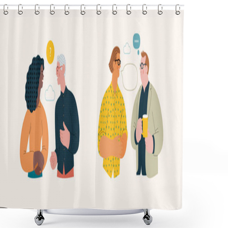 Personality  People Portraits - Talking People Shower Curtains