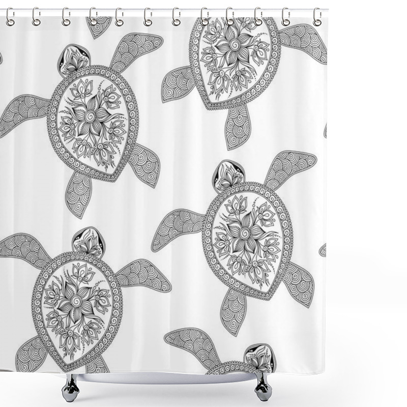 Personality  Seamless Pattern With Turtles.  Shower Curtains