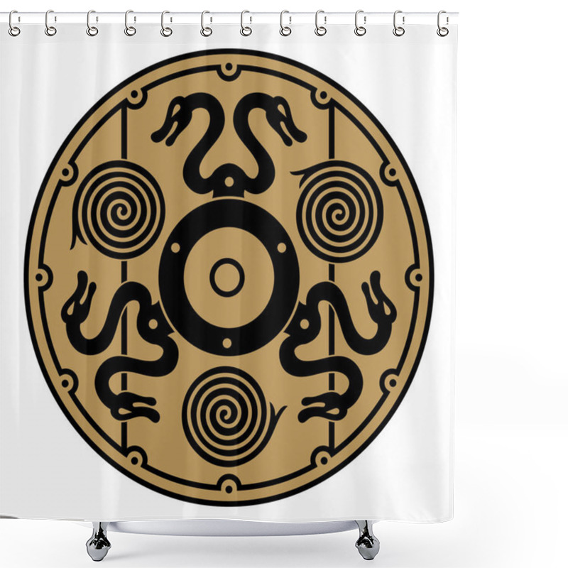 Personality  Illustration Of Ancient Scandinavian Viking Shield Shower Curtains