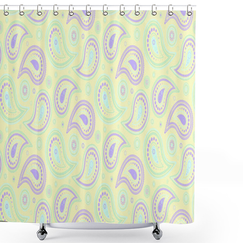 Personality  Elegant Pastel Paisley Pattern.  Perfect For Textiles, Wallpaper, Or Website Backgrounds.  Soft, Whimsical Design With A Delicate Color Palette. Shower Curtains