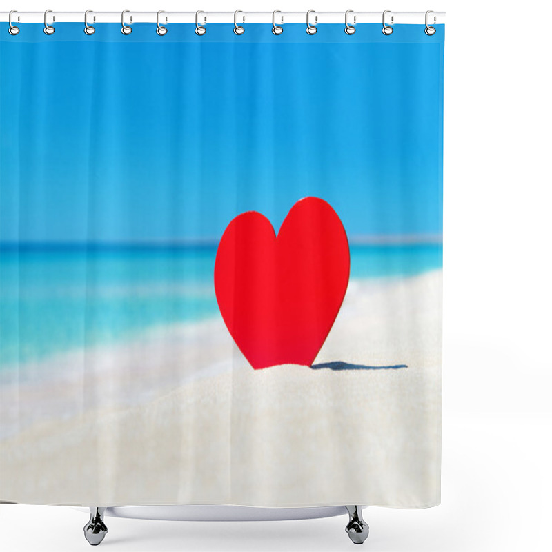 Personality  Red Heart In Sand Shower Curtains