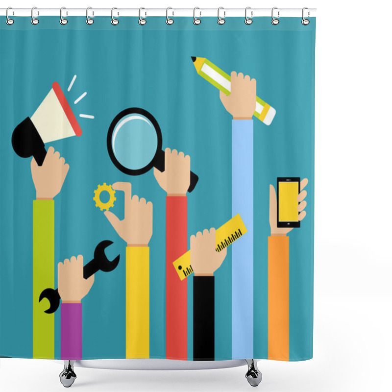 Personality  Business Hands Tools Shower Curtains