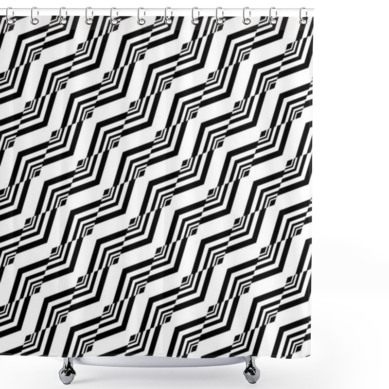 Personality  Design Seamless Monochrome Zigzag Geometric Pattern Shower Curtains