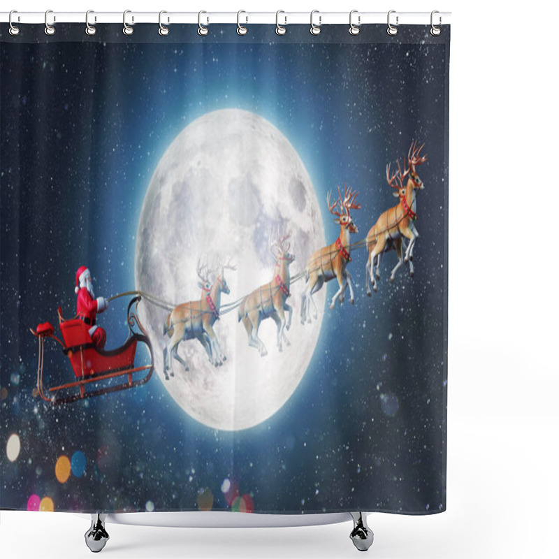 Personality  Santa claus in a sleigh ready to deliver presents with sleigh shower curtains