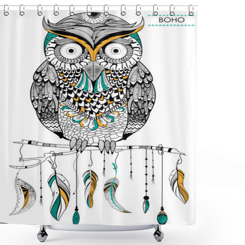 Personality  Tribal Boho Style Owl Shower Curtains