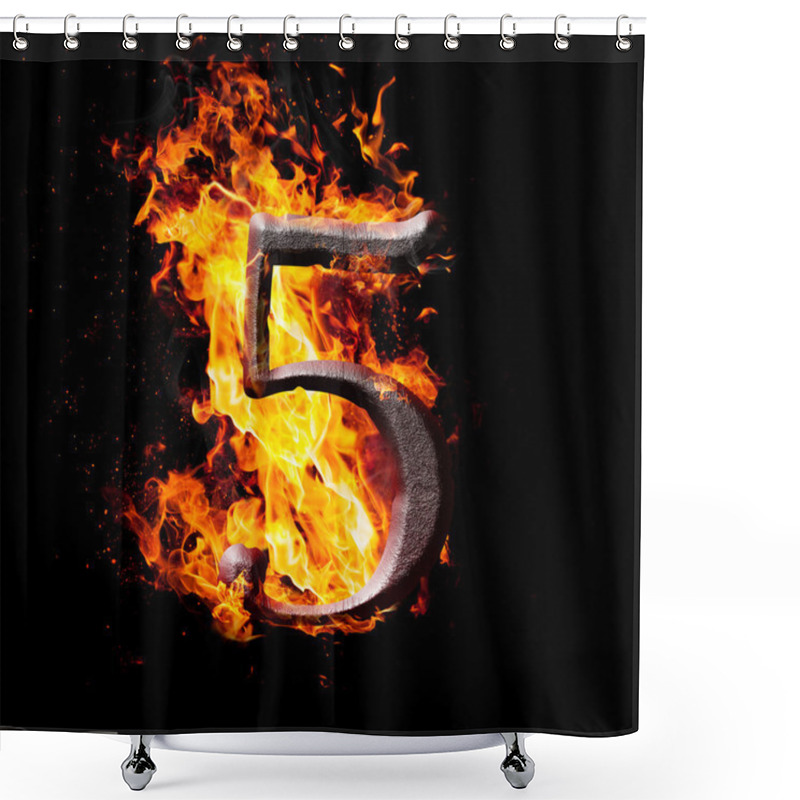 Personality  Numbers And Symbols On Fire - 5 Shower Curtains