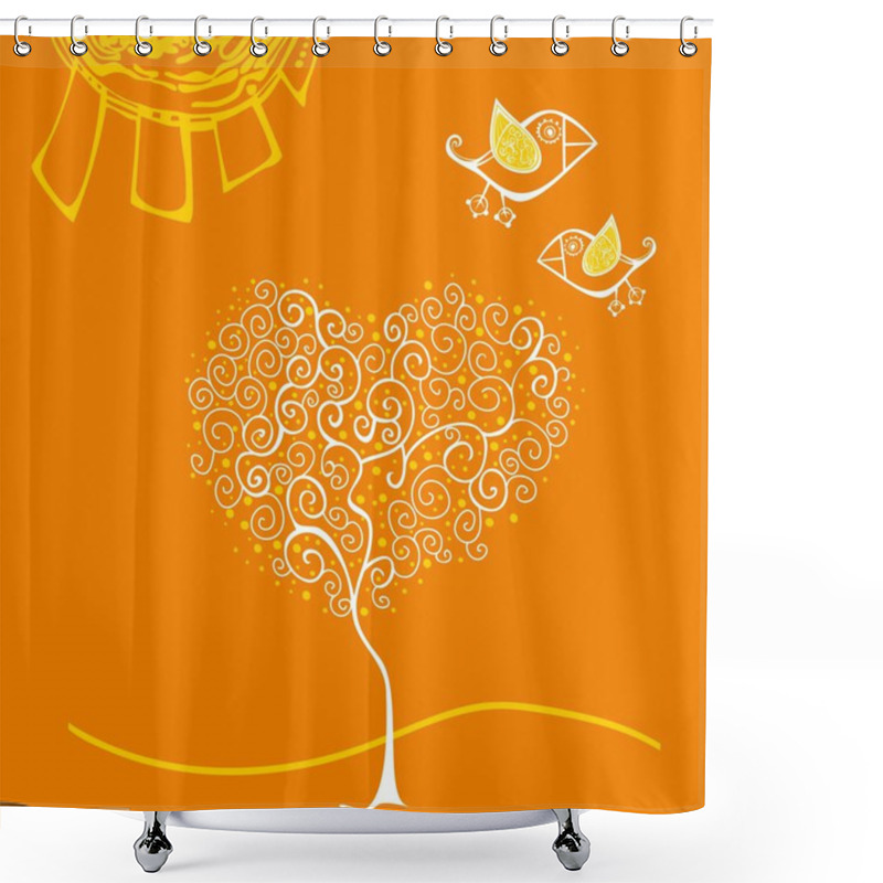 Personality  Cartoon Landscape With Sun Tree Shower Curtains