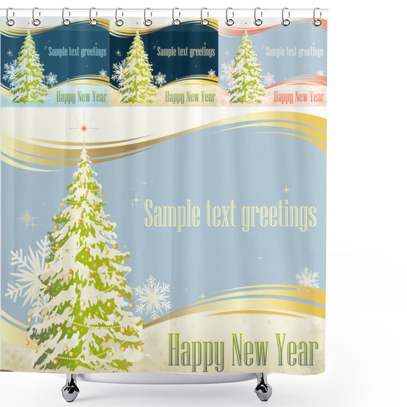 Personality  Happy New Year Vector Greeting Card Shower Curtains