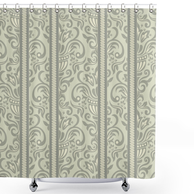 Personality  Seamless Floral Striped Pattern Shower Curtains