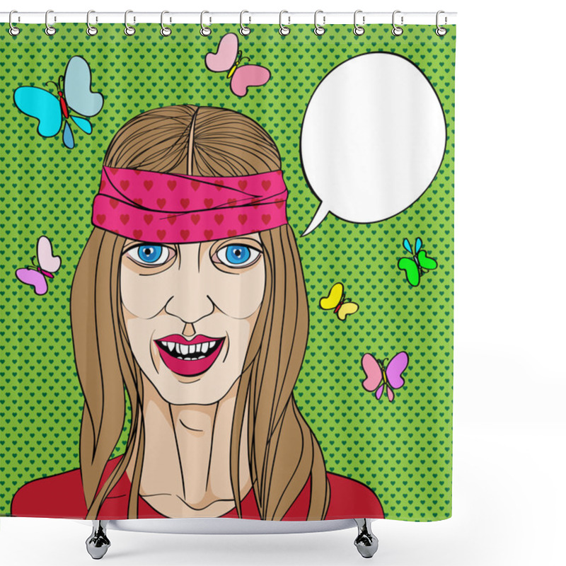 Personality  Hippie Portrait Shower Curtains