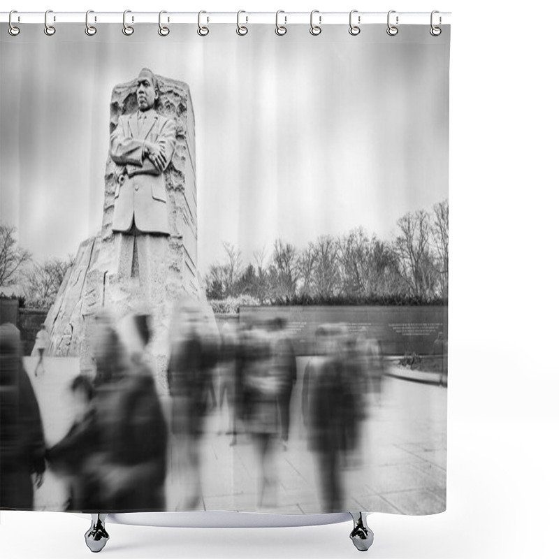 Personality  Tourists Pass By The Martin Luther King Jr. Memorial In Washington, DC. Shower Curtains