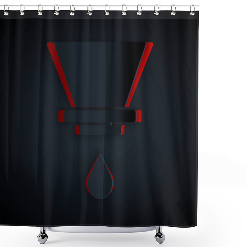 Personality  Paper Cut V60 Coffee Maker Icon Isolated On Black Background. Paper Art Style. Vector Shower Curtains